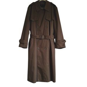 Chaps Ralph Lauren Lined Classic Trench Coat Dark Brown Size 42